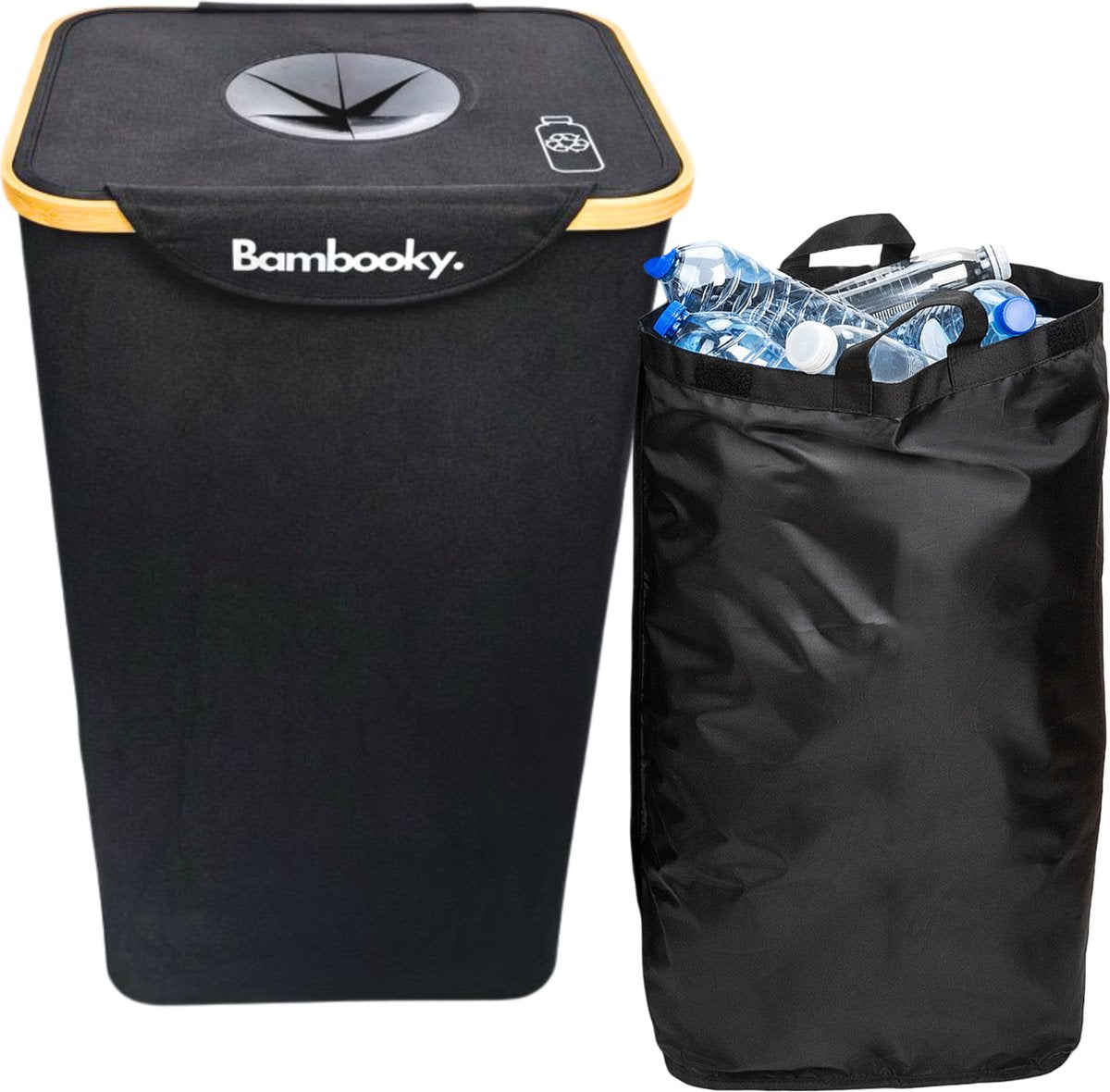 Bambooky. - Afvalscheiding - Recycle afvalbak - 100L - Statiegeld container - Lege Flessen - NEW MODEL 2024